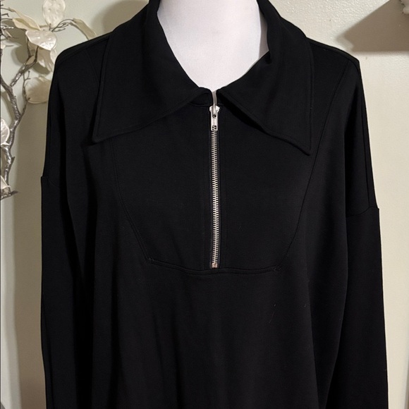 LOFT Black V neck Zip-Up Women's Sweater Loose Fit - Picture 2 of 5